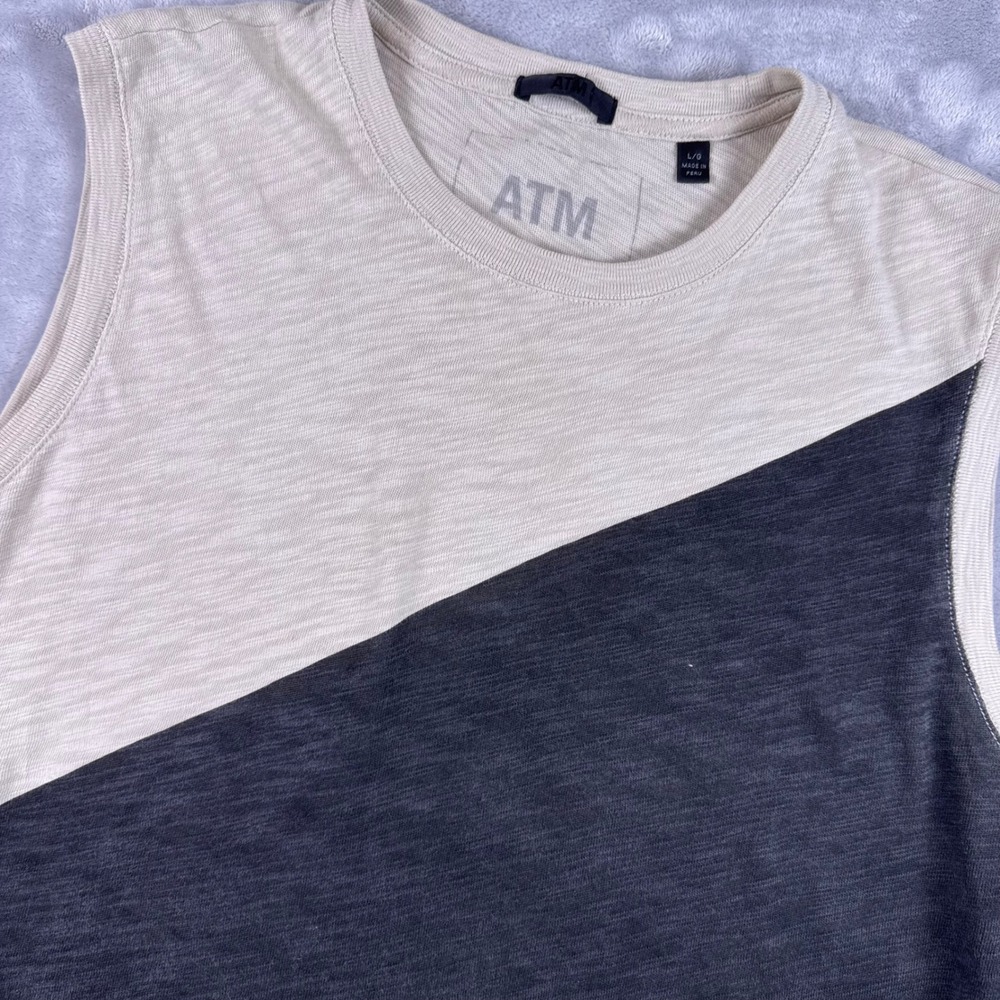 ATM Anthony Thomas Melillo Womens Colorblock Slub Cotton Tank Top Gray L AW1493
